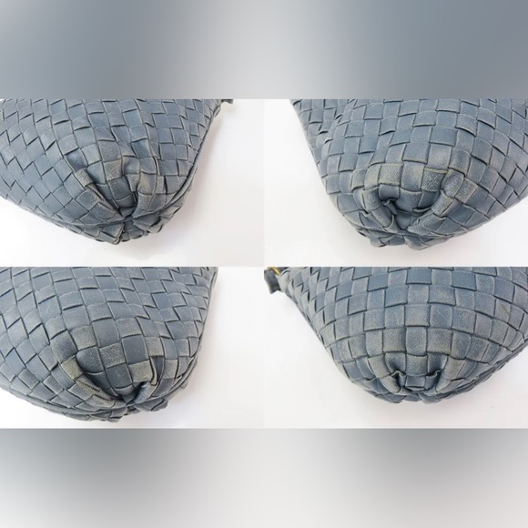 SOLD BOTTEGA VENETA Blue Leather Tote Shoulder Bag Purse - Picture 6 of 13